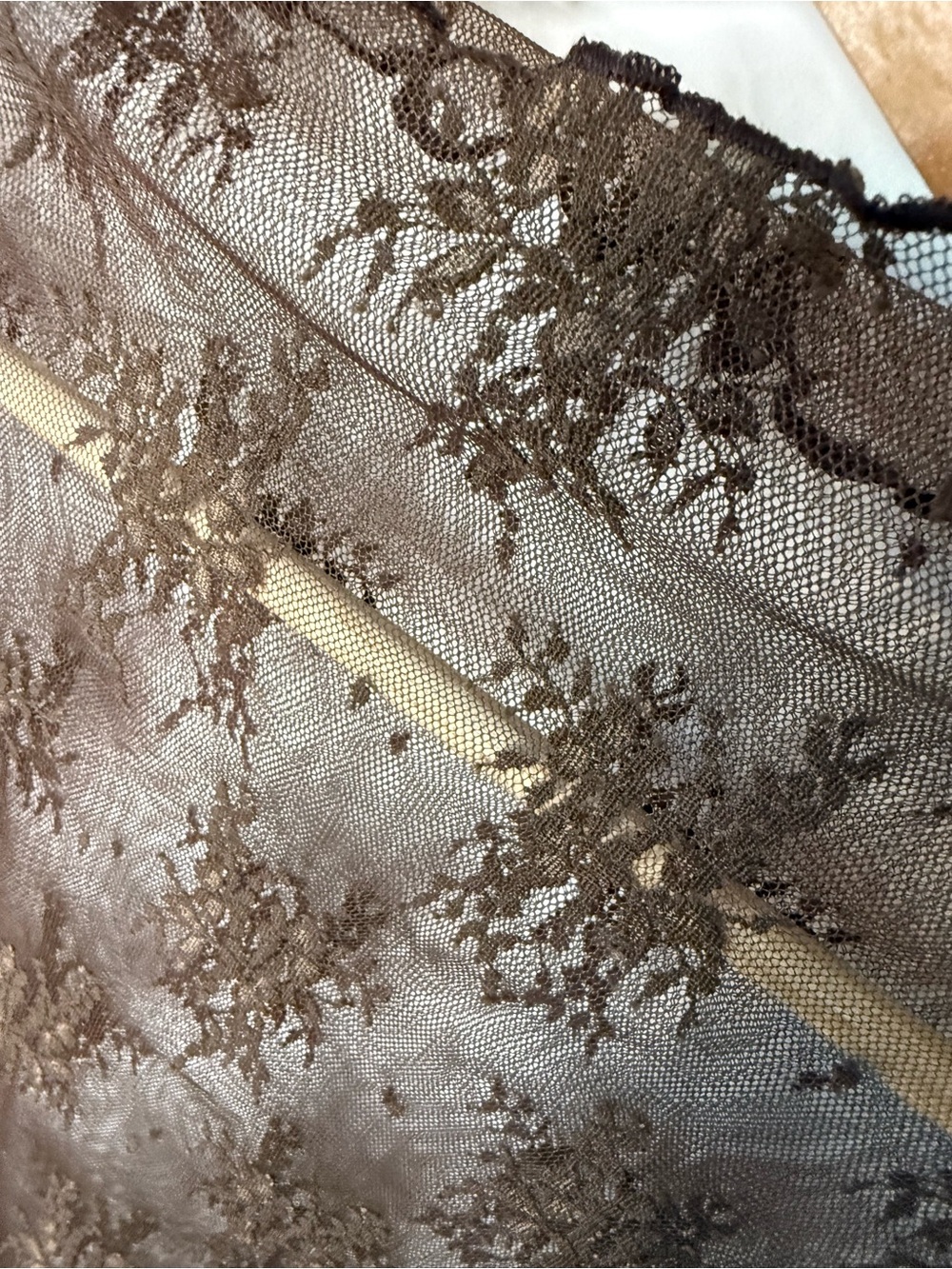 New in Bag Zenana Sheer Lace Long-Sleeve Top Brown | S & M - Picture 2 of 7